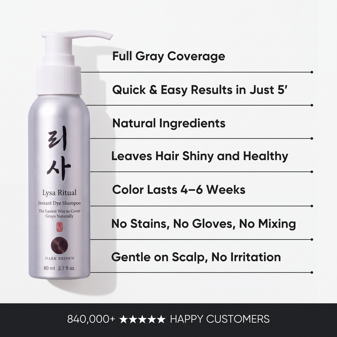 Instant Dye Shampoo – Erases grays in just 5 minutes